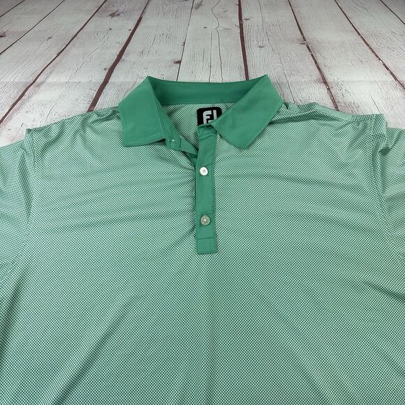 Footjoy FJ Shirt Mens L Green Performance Golf Polo - Picture 1 of 11